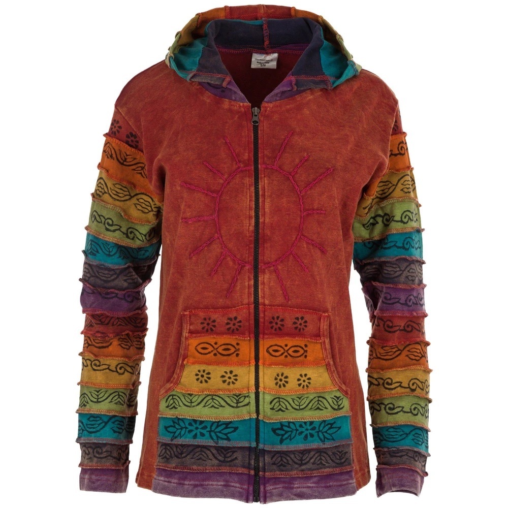 Rainbow, multicolored boho hoodie/jacket